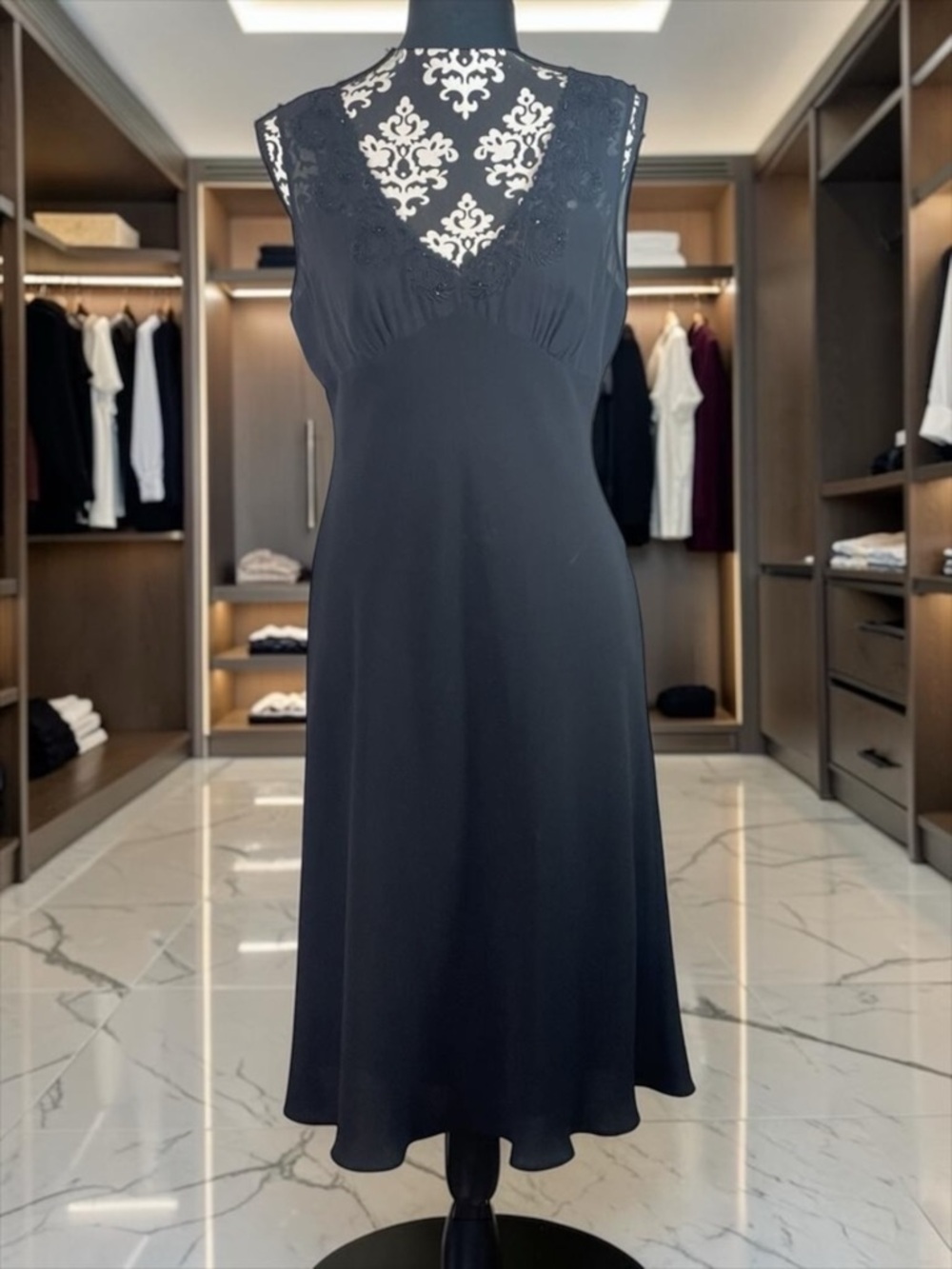 Jones New York Maxi Black Sequence Sleeveless Wedding Evening Maxi Dress Size 10